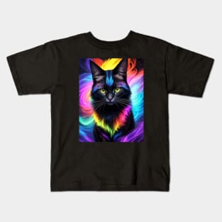 Fantasy Colorful Furry Cat Kids T-Shirt